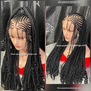Ready to ship Glueless  full lace cornrows braided wig
